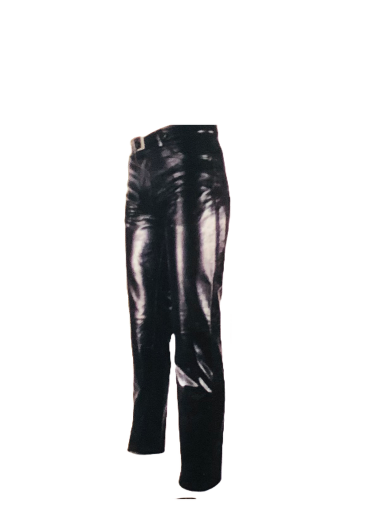 shinny black leather pants