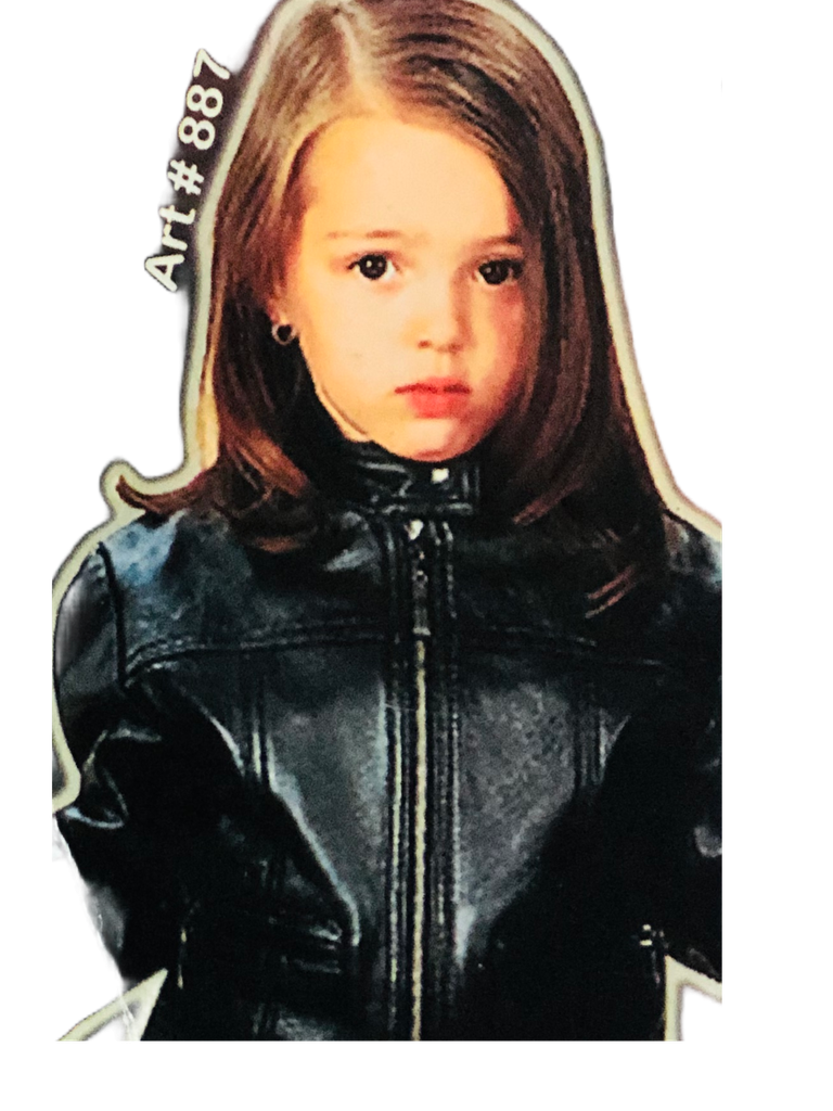 Black classic young girls Jacket with zipper and neck strap