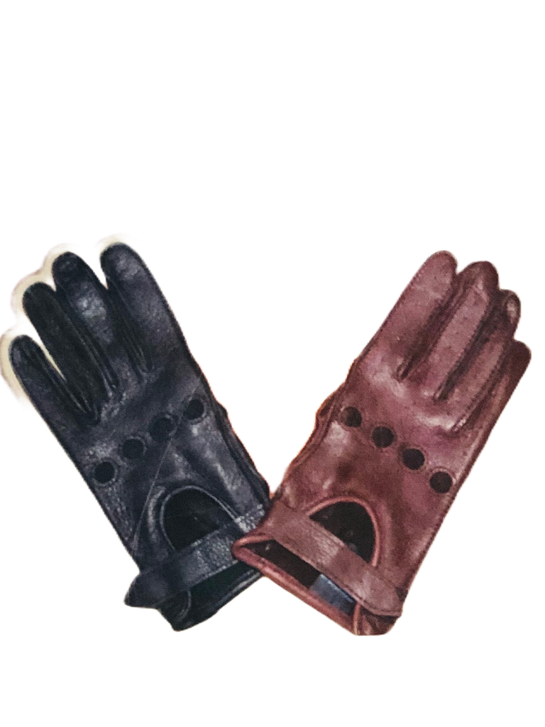 Leather gloves with straps 