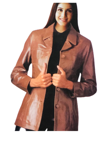 [Art#838] Danier chocolate brown leather jacket.